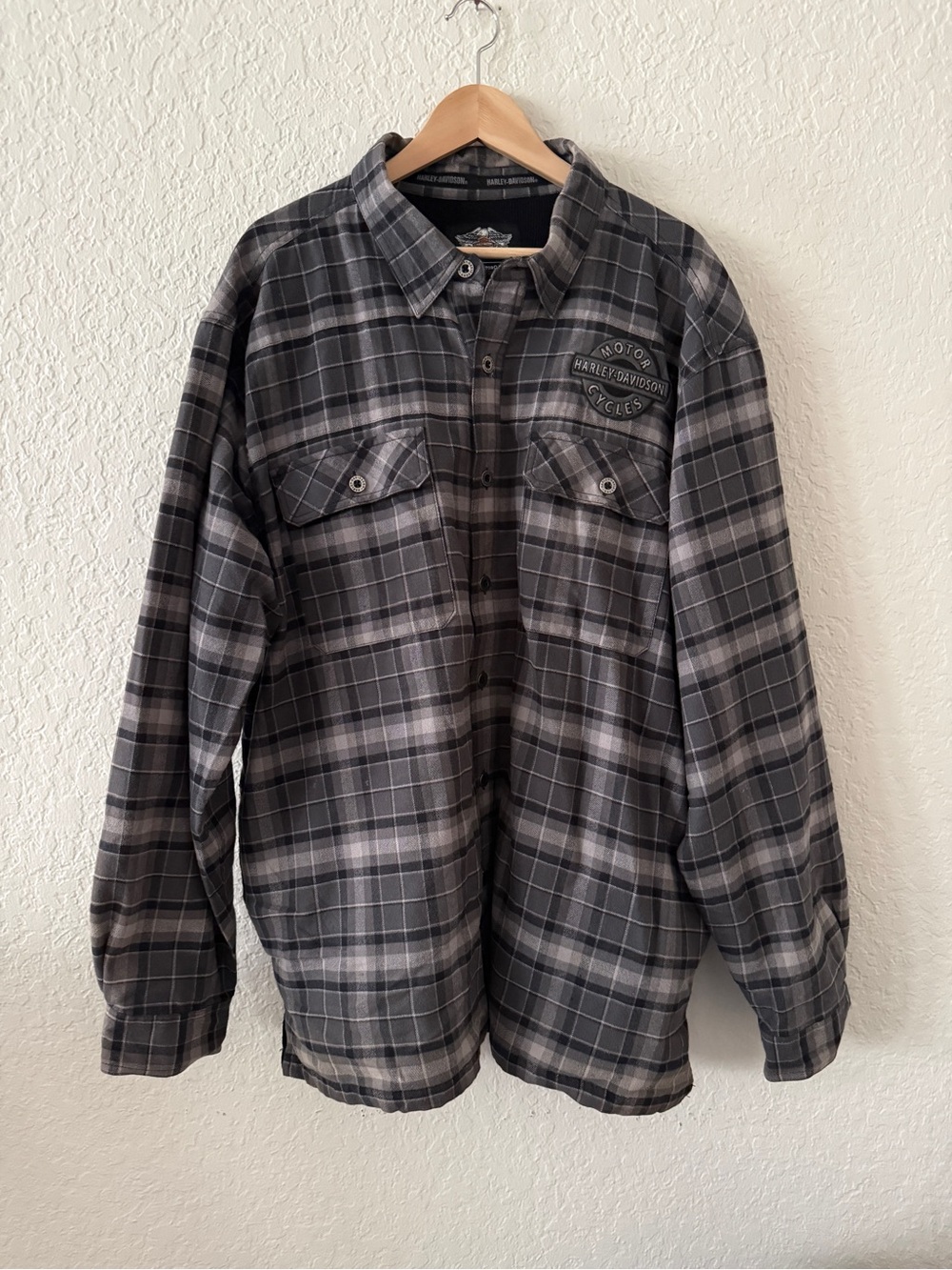 Harley-Davidson Black and Gray Plaid Lightweight Shirt Jacket